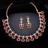 Ensemble de colliers éblouissants pour femmes Estele en plaqué or rose avec pierres rubis