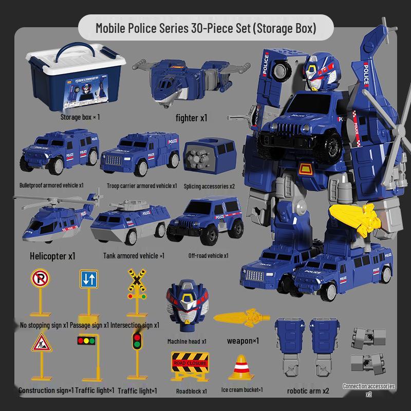 Magnetic Transforming Engineering Vehicle Toy for Boys
