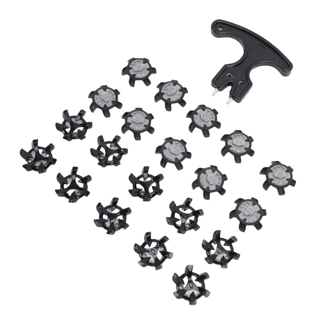 20PCS Replacement Shoe Cleats and 1 Removal Spanner Non Slip Shoe Spikes for Outdoor Use Black