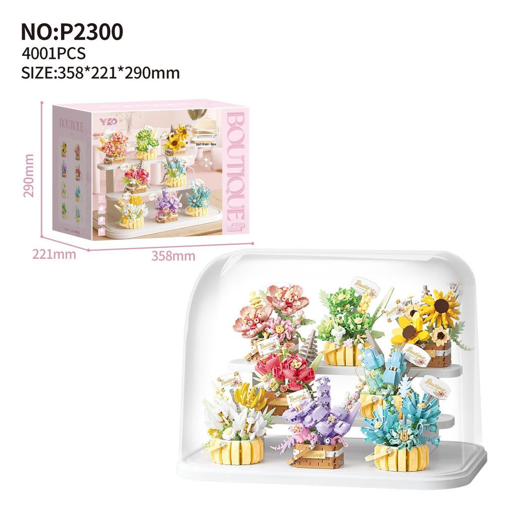 Flower Basket Series Micro-Particle Building Blocks: Sunflower & Succulent Potted Plants – Lego Compatible Toys