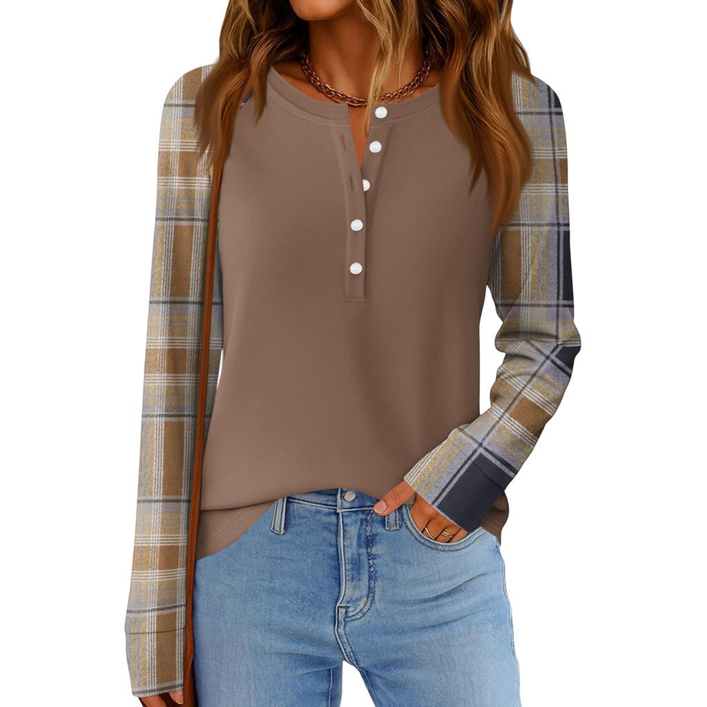 Damenmode Locker Langarm Rundhals Casual Oberteil