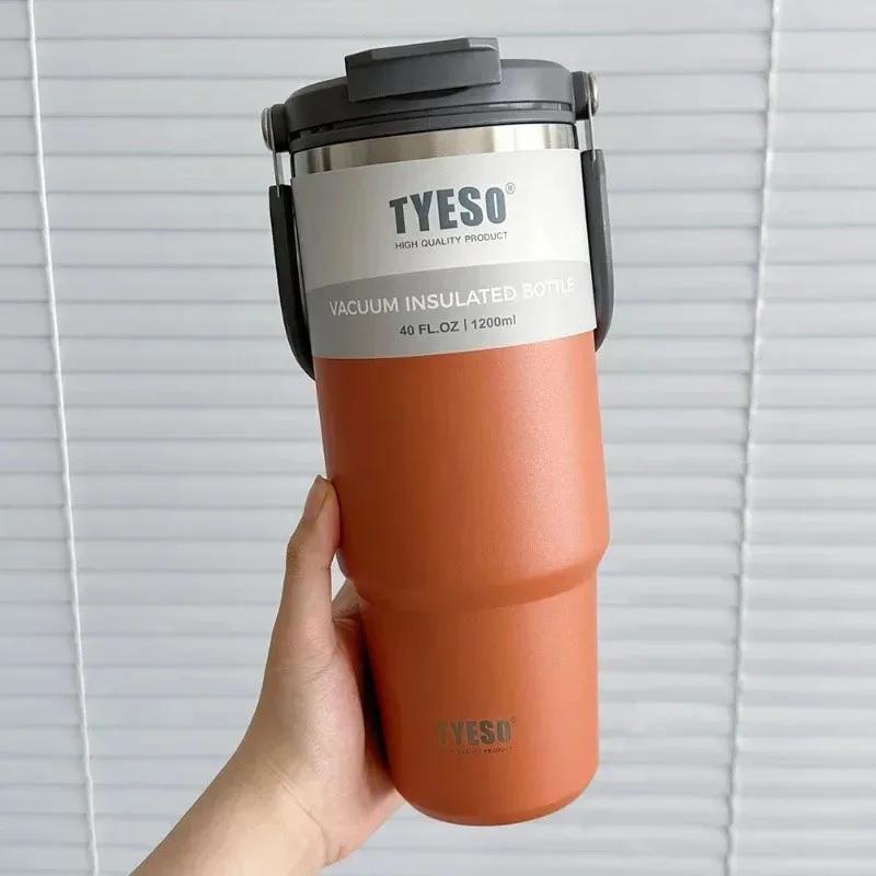 

Tyeso Stainless Steel Coffee Cup Cold And Hot Double-layer Insulated Cup Tumbler Thermo Water Bottle Car Travel Mug Vacuum Cup 600ML оранжевый