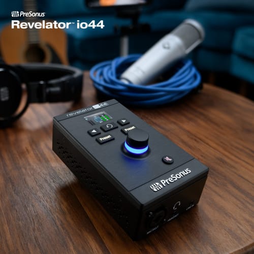 PreSonus Revelator Io44 USB-C Audio Interface for Music Production and Streaming. Features a Built-in Mixer, Easy-to-use Effects Presets, and Studio O