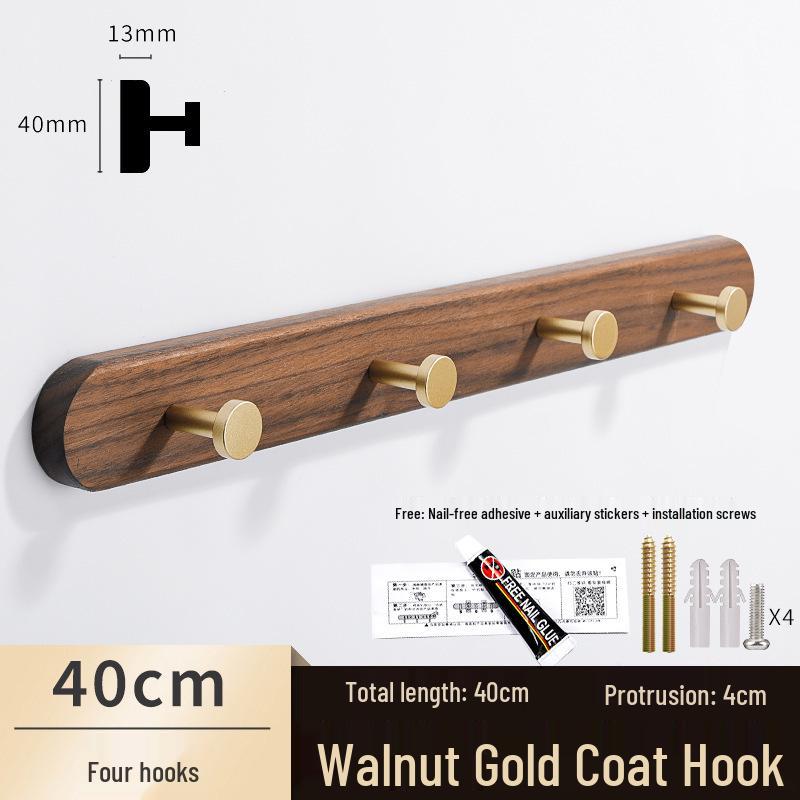 Solid Wood No-Punch Adhesive Coat Rack: Tiered Entryway/Wall/Door Mount Hanger