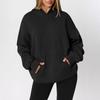 Women's  Fashion Zipper Hoodie Long Sleeve Hooded Pullover Sweatshirt Casual Solid Color Tops With Pockets