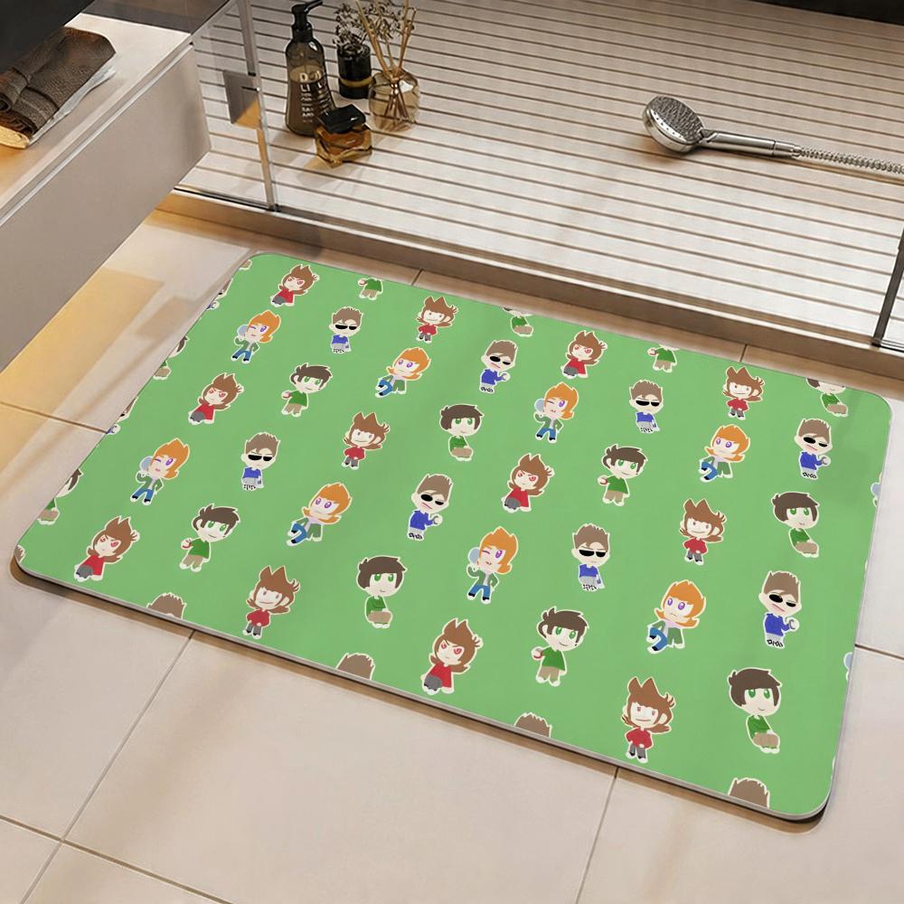 Cartoon E-Eddsworld Floor Mat Eco Diatomite Antibacterial Odor-Resistant Floor Mat & Drain Pad for Kitchen & Bathroom