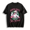 Santa Says Six Seven Pink Santa Print Holiday Festive Top Pure Cotton T-shirt