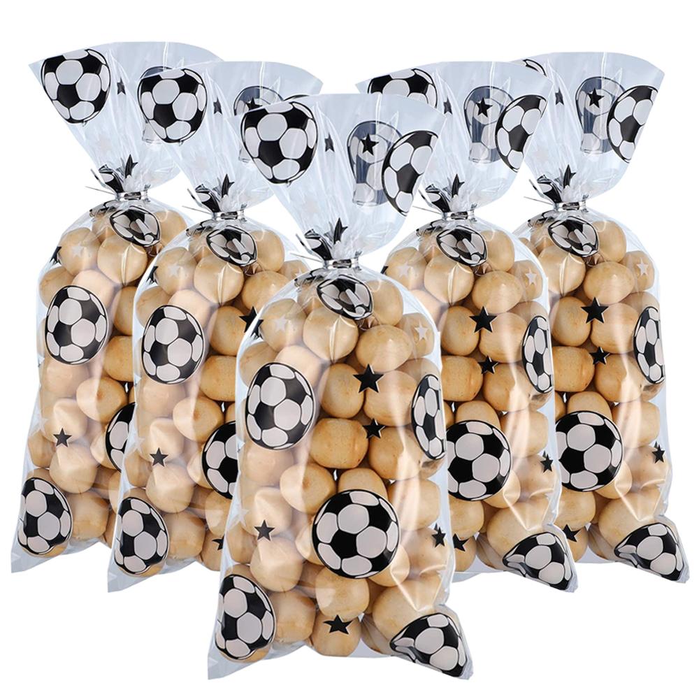

10/20/30/40/50pcs Soccer Treat Bags Gift Bags with Twist Ties Football Cellophane Soccer Party Favors Birthday Party Supplies 10pcs