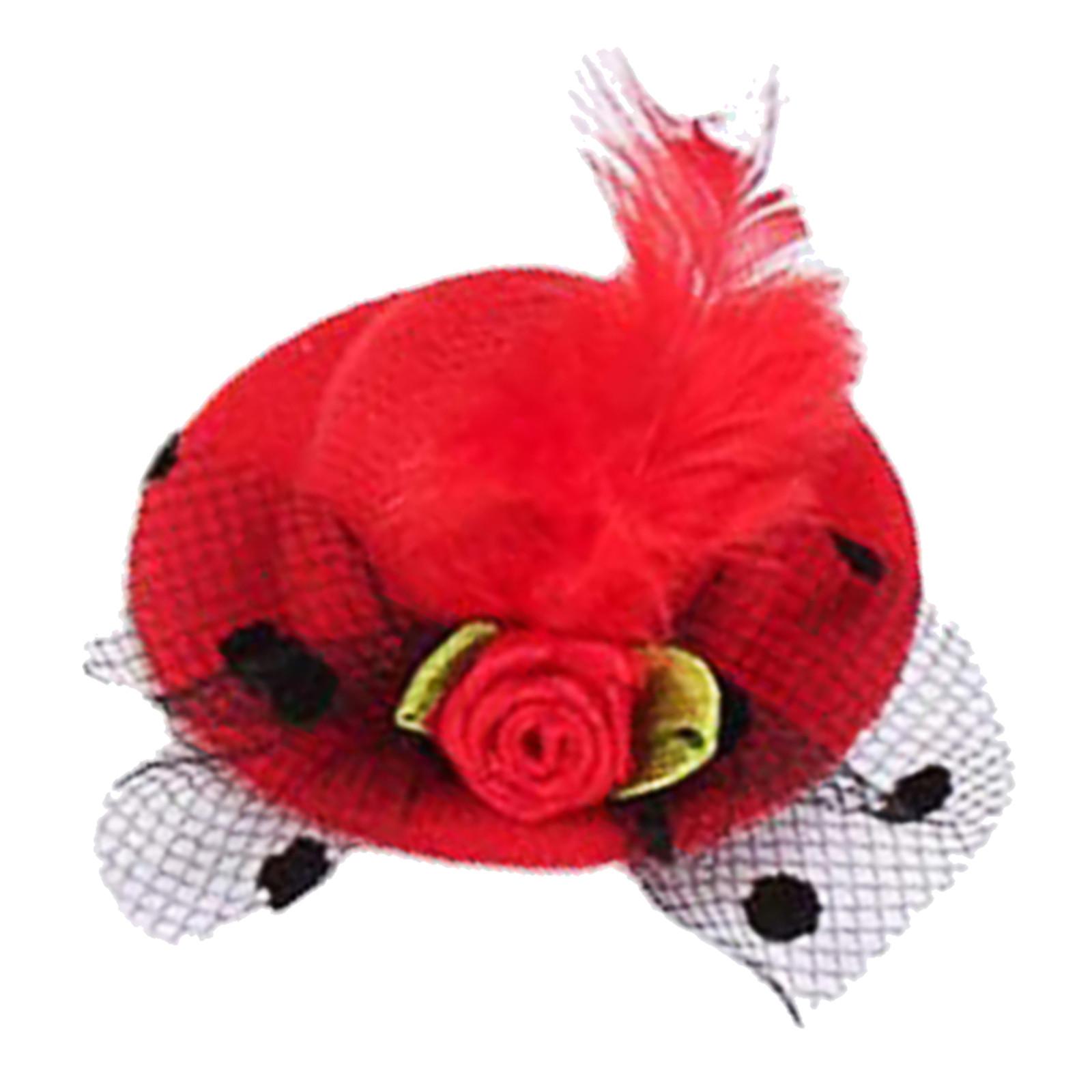 

(SU)Детский цилиндр, заколка для волос, мини-перо, маленькая шляпка, заколка для волос, маленький цветок, украшения для волос, один цветок One Size чёрный