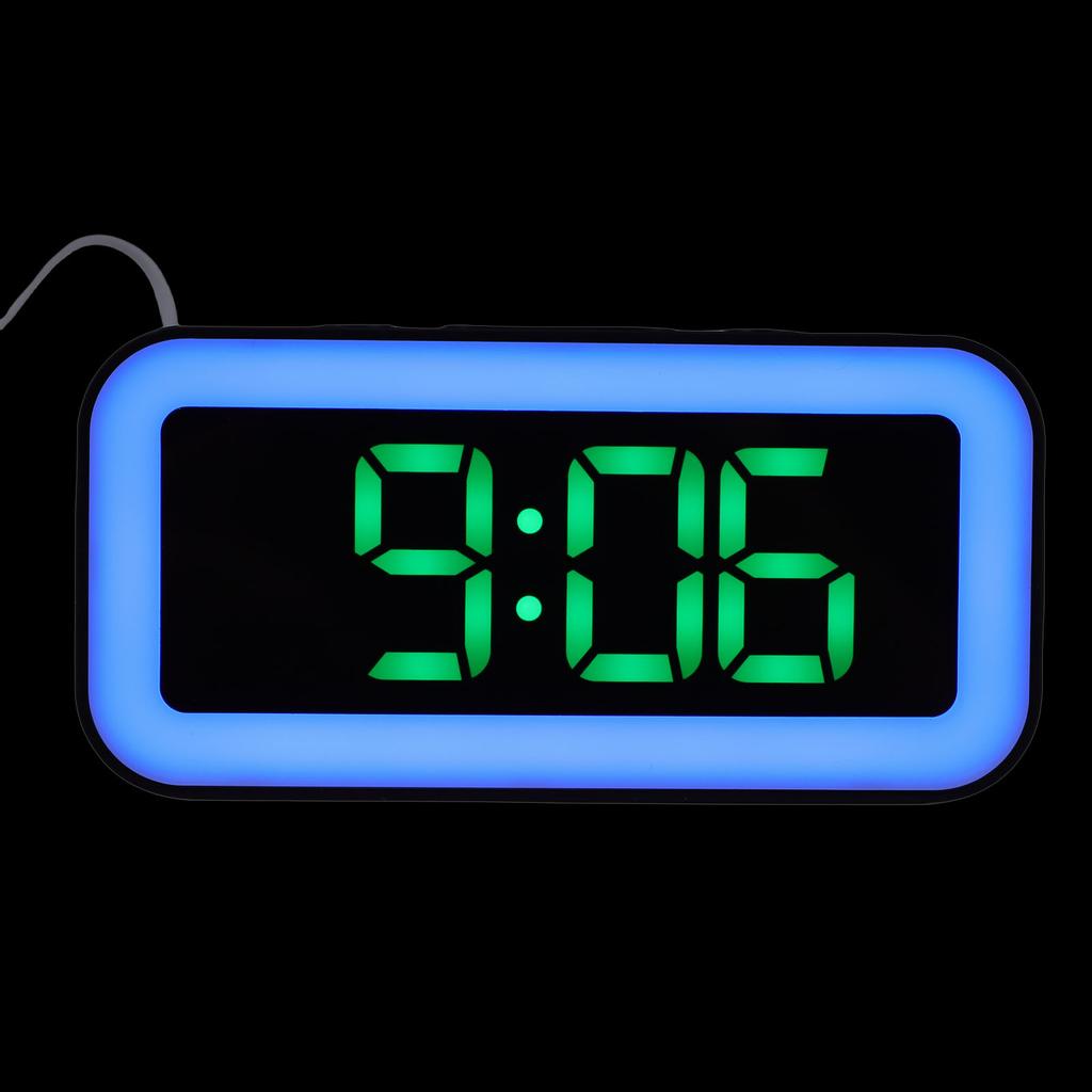 Digital Dual Clock Dimmable RGB Volume Weekday Weekend Mode 12 24Hr with Snooze Compact for Bedroom Bedside Tabletop