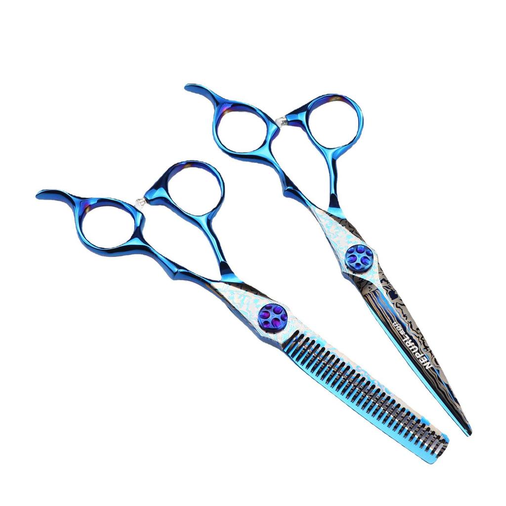 6.0-Inch Blue Damascus Hair Cutting Scissors