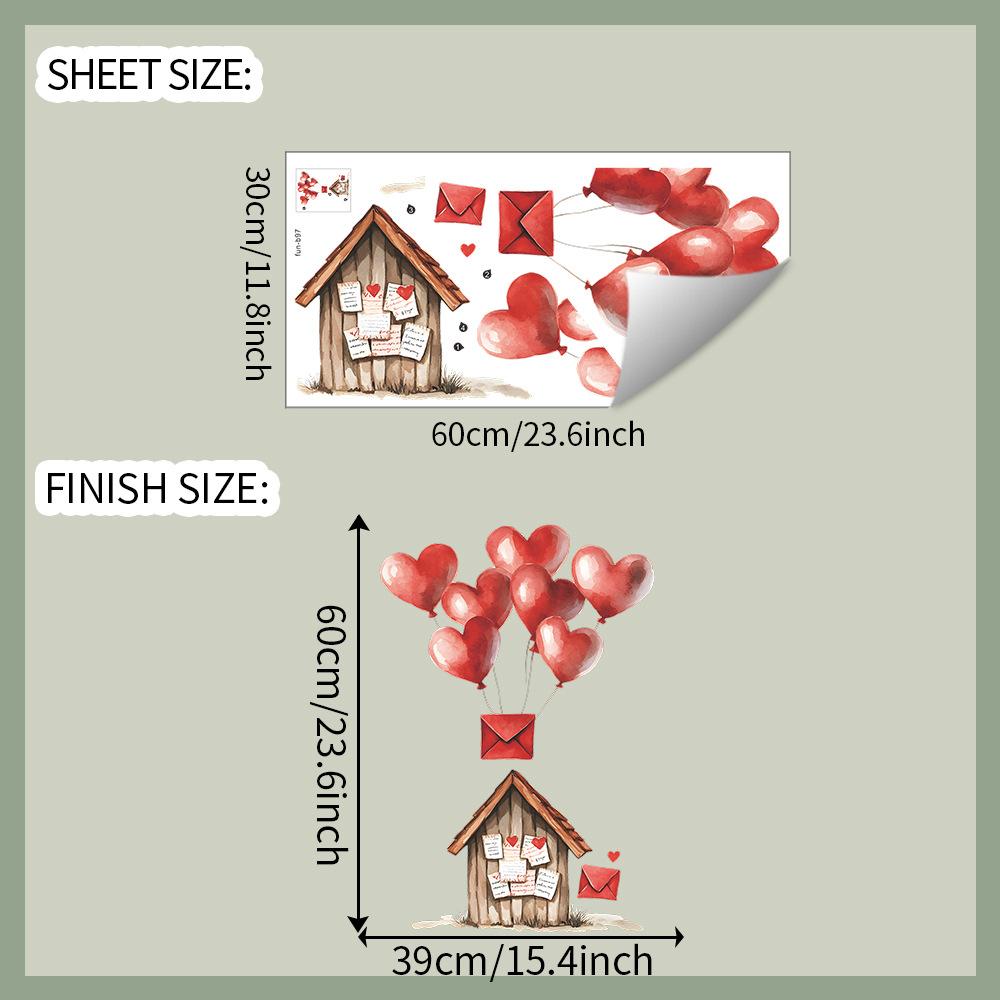 

День святого Валентина Воздушный шар в форме сердца Кабина Спальня Гостиная Дом Фон Украшение Наклейки на стену