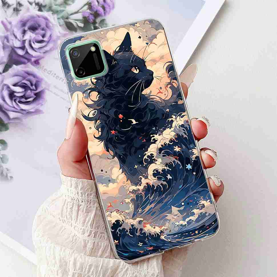 For Oppo Realme C11 6.5" Case Colorful Butterfly Soft Silicone TPU Cover For Realme c11 C11 RMX2185 Fashion Flower Phone Cases