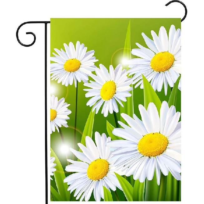 Весенне-летний сезонный Цветочный цветы Ромашки Садовый флаг 12 x 18 дюймов, Двусторонний Декоративный для улицы Приветственный Флаги-баннеры для дома 12 x18