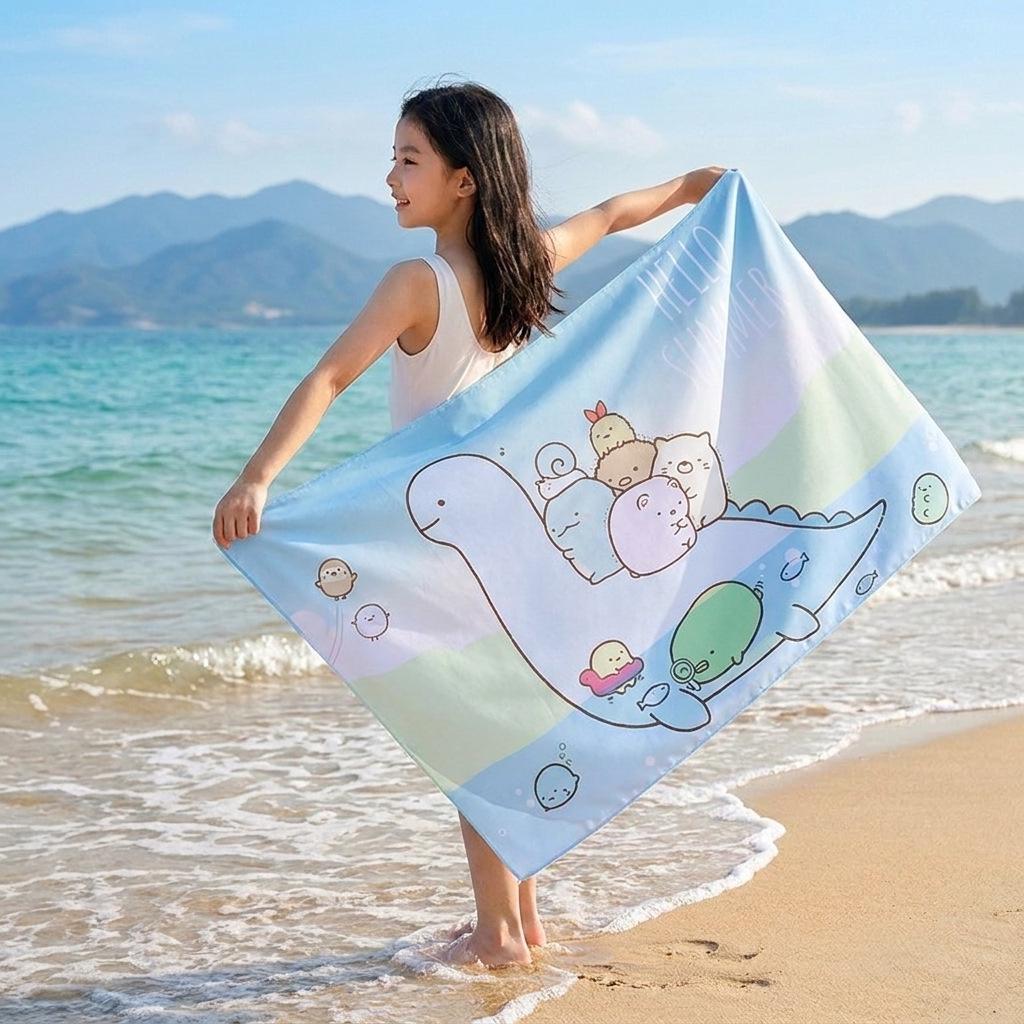Double-Sided Plush Microfiber Beach Towel, 70x150cm - Quick-Drying, Skin-Friendly, Portable Shawl