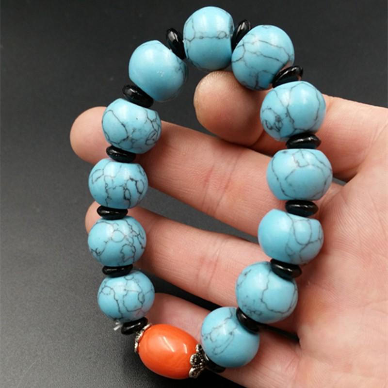 Turquoise and Jade Abacus Bead Bracelet Collection Dark Color