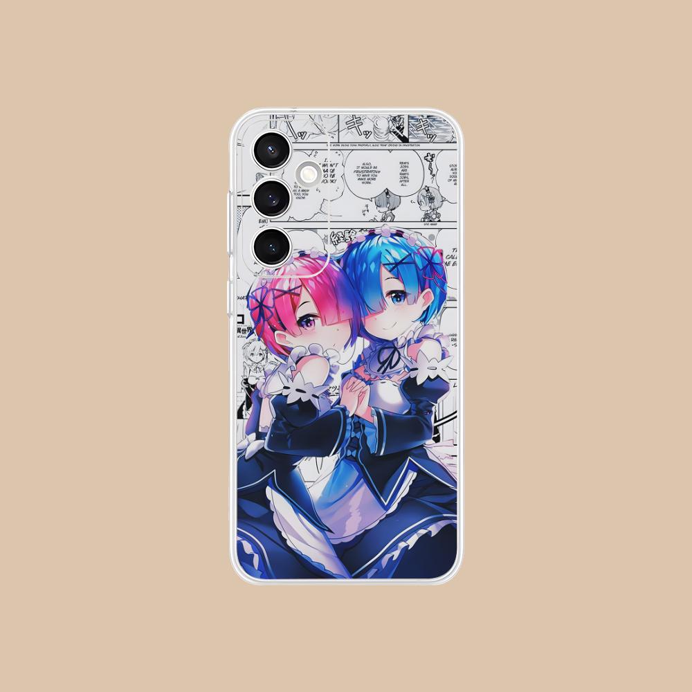 ReZero Rem Ram Clear Mobile Phone Case for Samsung Galaxy S25 S24 S23 S22 S21Plus FE Ultra Colorful Cover