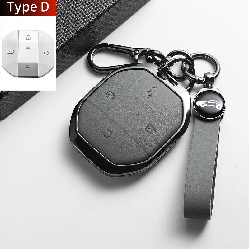 For Jetour Freer Freedom T2 Freer Traveller T1 2025 Leather Metal Car Smart Key Case Cover Fob Car Key Protection Shell Holder