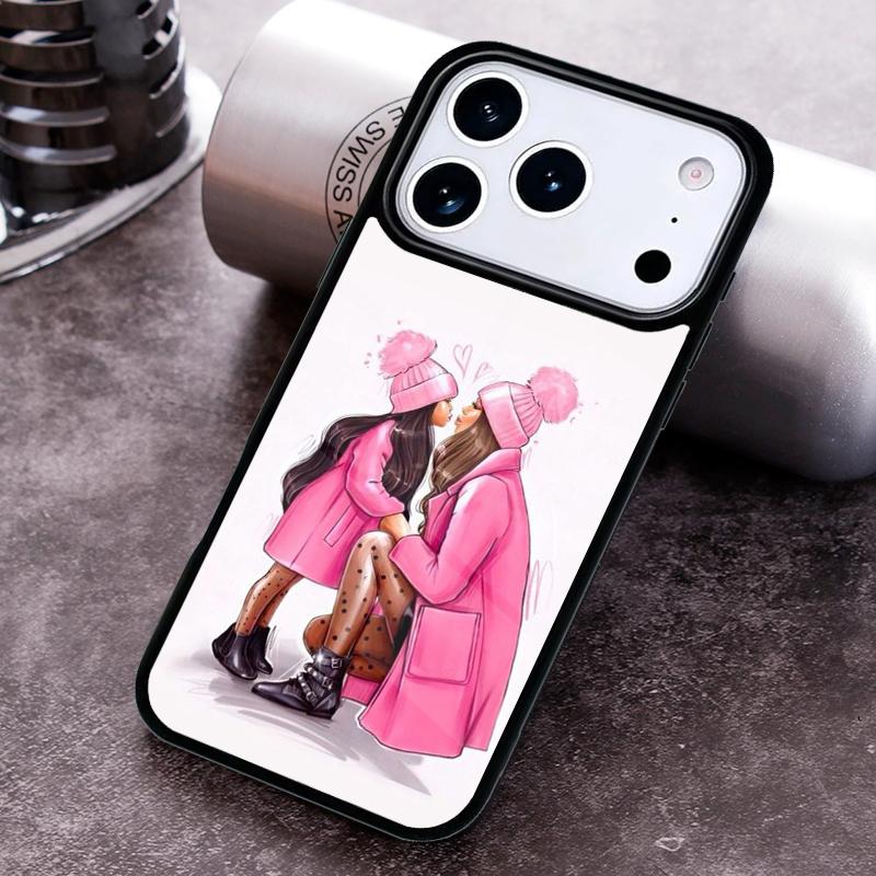

Baby Mother Brown Girl Family Phone Case For iPhone 17 16 15 14 13 12 11 Pro Max Plus 17Air Soft Silicone Cover iPhone 16e