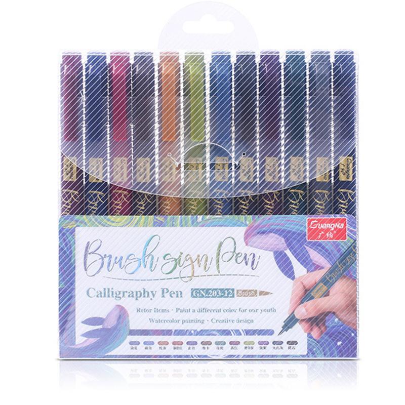 12 Pcs Soft pen point pen Calligraphy Sketch Brush Draw Hand Account Colour Pen