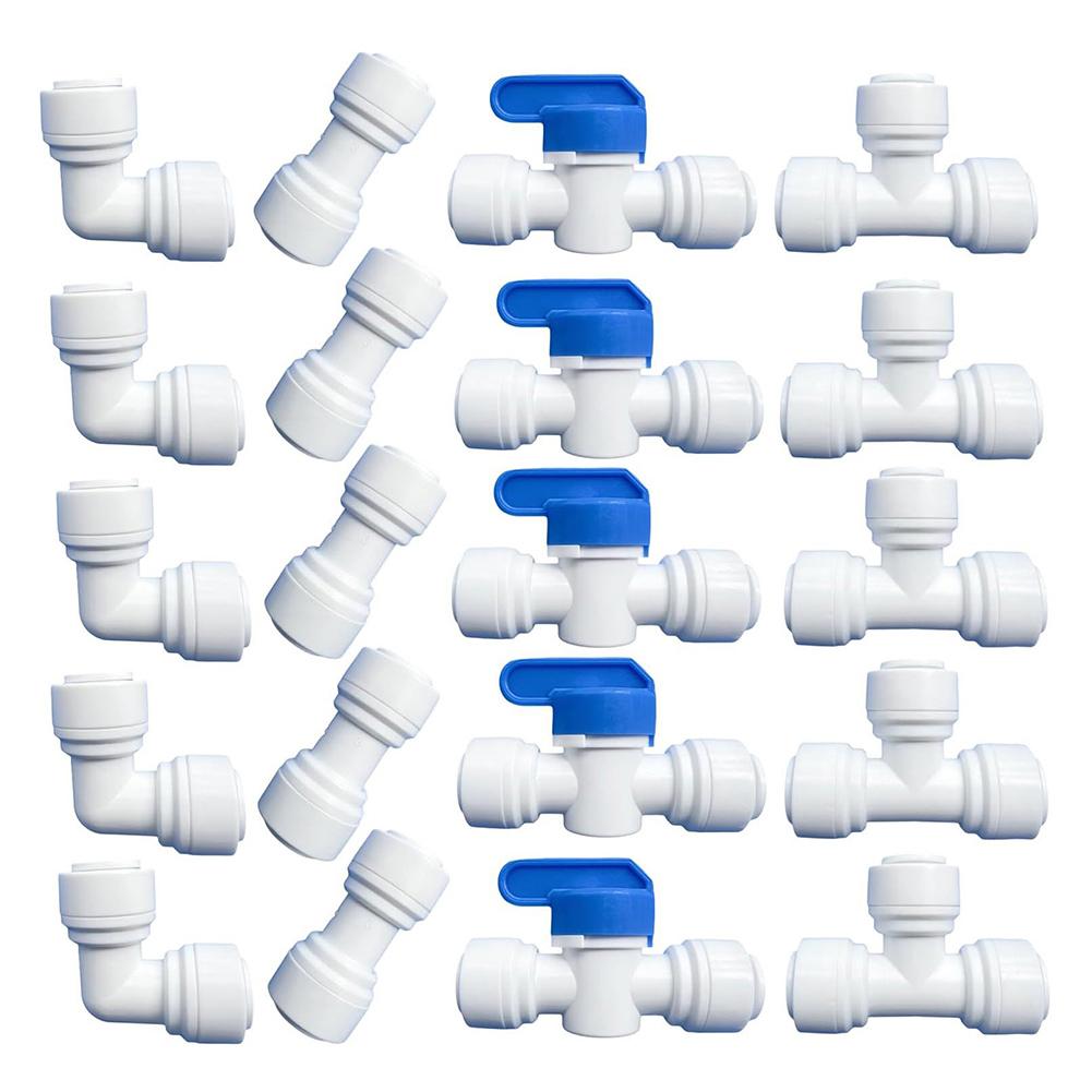 20 Pieces 38 Inch Quick Connect Fittings for RO Systems Easy Installation with Non Locking Clip Compatible with 3/8 Inch Tubing