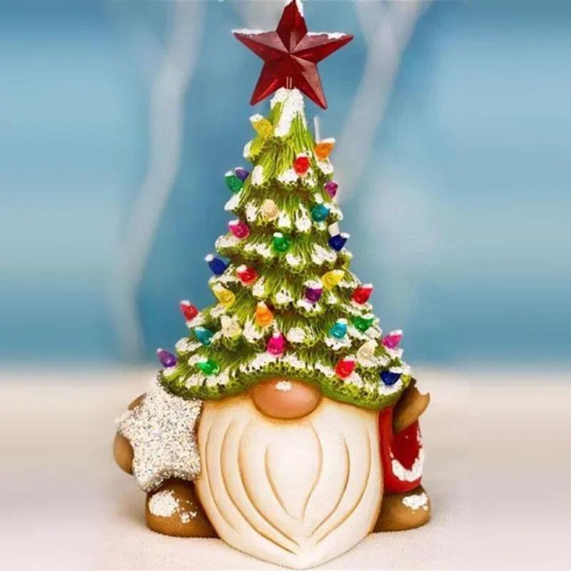 Newest Christmas Decoration Resin Gnome Xmas Tree Figurines Statue Ornaments Creative Dwarf Miniatures Desktop Decoration Crafts