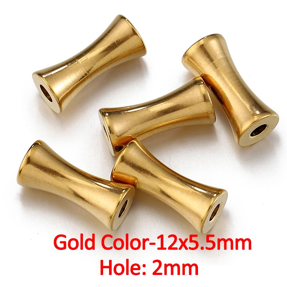 20pcs 10pcs Stainless Steel Tube Spacer Beads Gold Color Barrel Drum Beads Charms for Necklace Bracelet Jewelry Making DIY