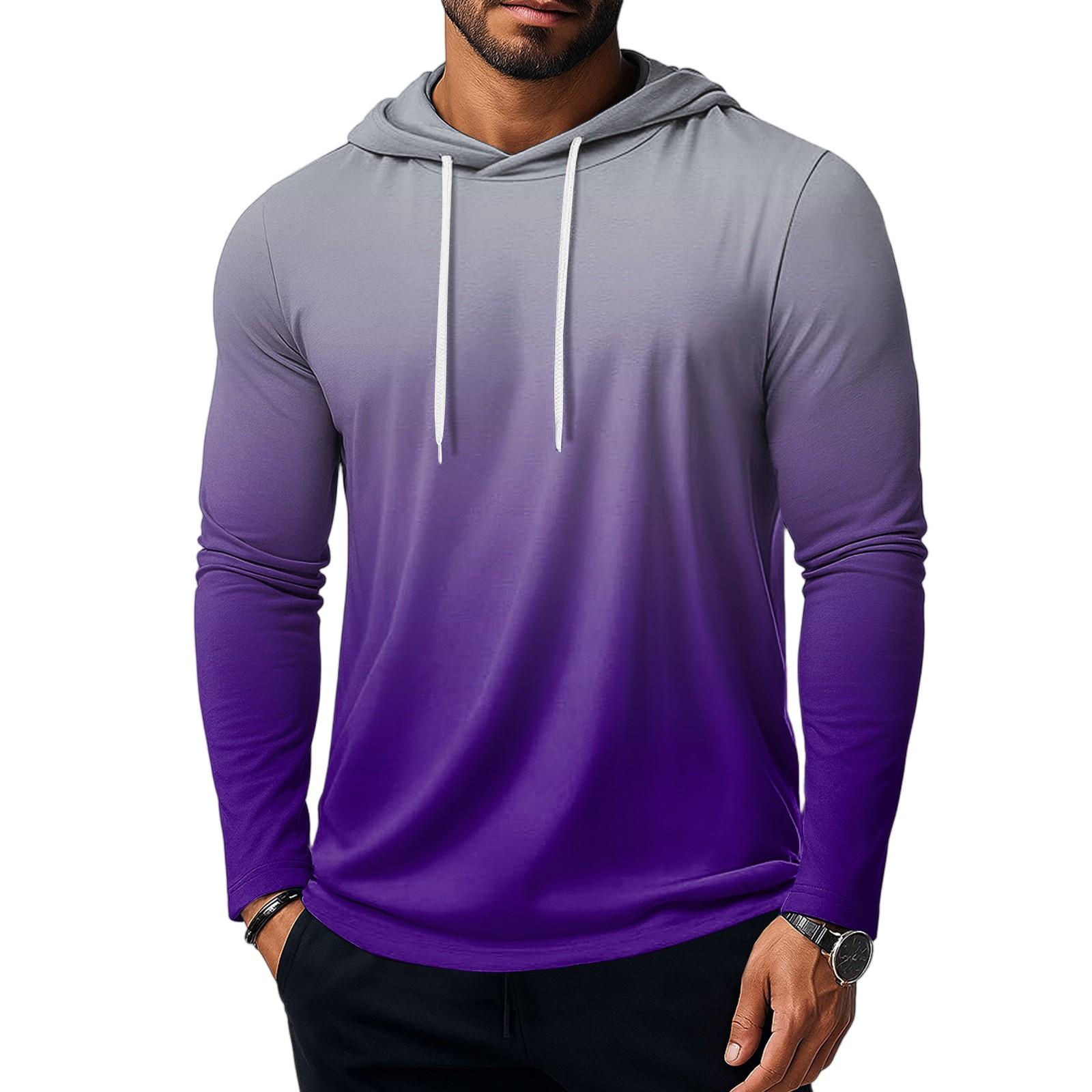 

Men s Short Sleeve Hoodie Cotton Hooded T Shirts Lightweight Sweatshirt Hoodies Pullover M фіолетовий