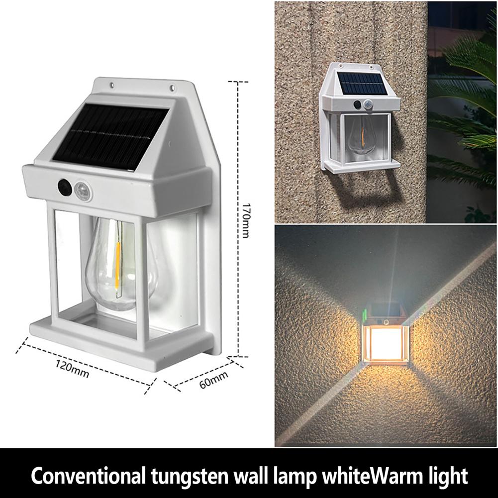 Solar Wall Lights LED Tungsten Filament Bulb Waterproof Human Induction Solar Lamp 3 Modes Outdoor Solar Fence Lights For Yard