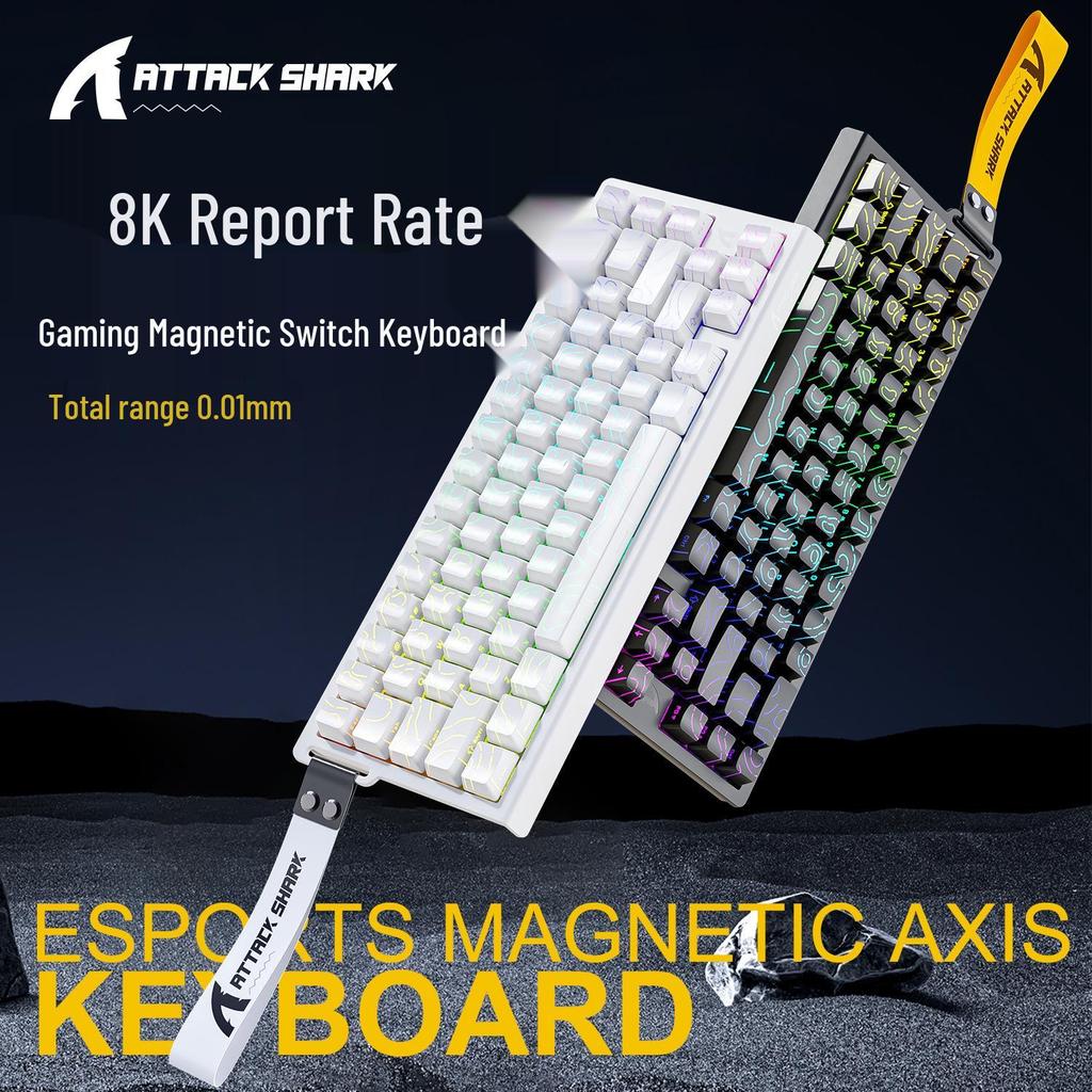 Manyetik Eksenli, Kenar Oymalı, Kablolu RGB, Ayarlanabilir Tuş Hareketi, E-spor için Düşük Gecikmeli Attack Shark X68HE Mekanik Klavye