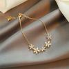 Five Petal Flower Bracelet Adjustable Chain Charm Bracelet Handmade Jewelry for Women and Girls Floral Design Accessories