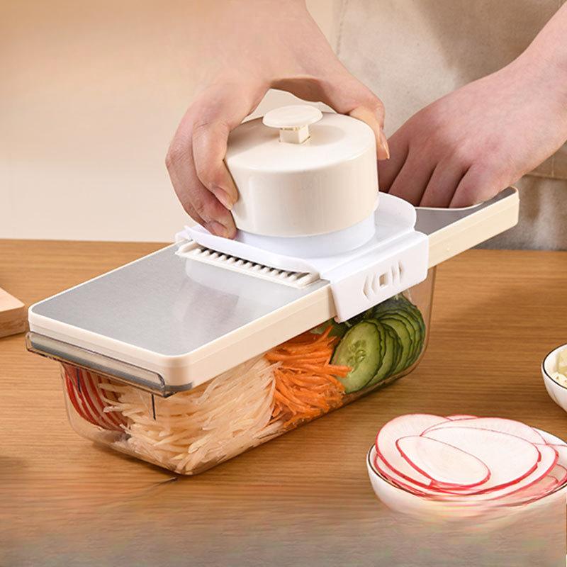 Household Stainless Steel Vegetable Cutter Kitchen Vegetable and Potato Grater Anti-slip Handle with Hand Guard and Grater