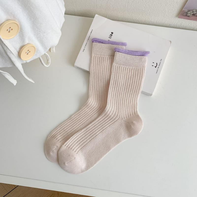 

Тонкие однотонные гольфы в вертикальную полоску, дышащие сетчатые двухслойные носки, женские носки-гольфы с милыми волнистыми краями 1 pair хаки