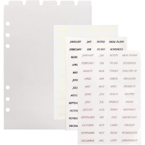 Multibey A5 Binder with Translucent Dividers, 6-Ring Plastic Binder Index for Planner Journal (5 Vertical + 12 Side Tabs + Tab Stickers)