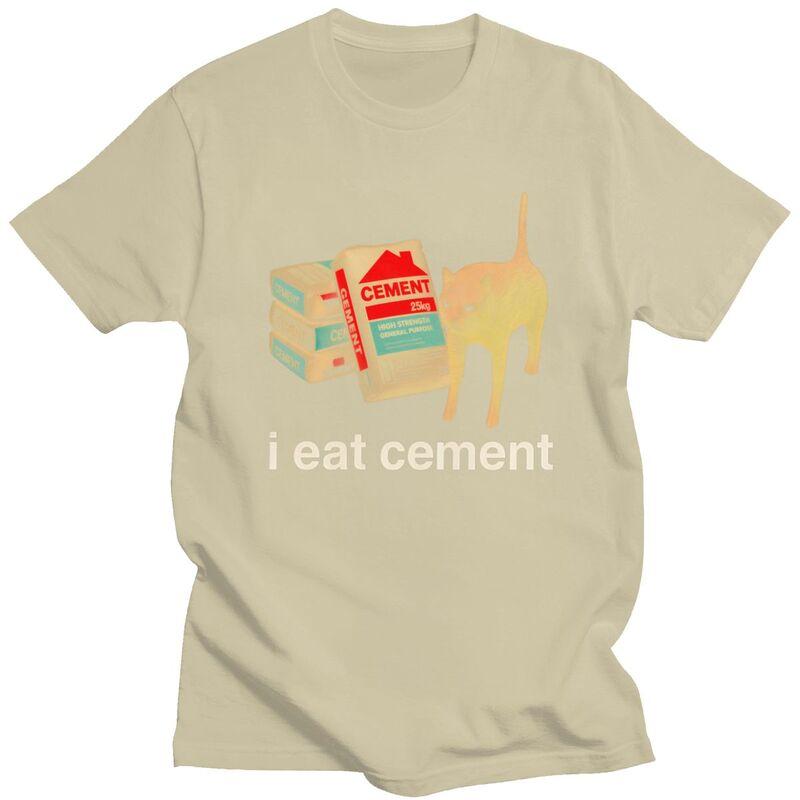 Ich esse Zement Absurdes Katzen Meme T-Shirt Unisex Kurzarm T-Shirts Streetwear Lässiges Grafik-T-Shirt Reine Baumwolle Slim Fit Kleidung