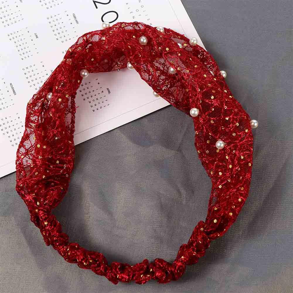 Flower Hollow Lace Hair Accessories Women Head wraps Turban Headband Korean Style Hairbands Pearl