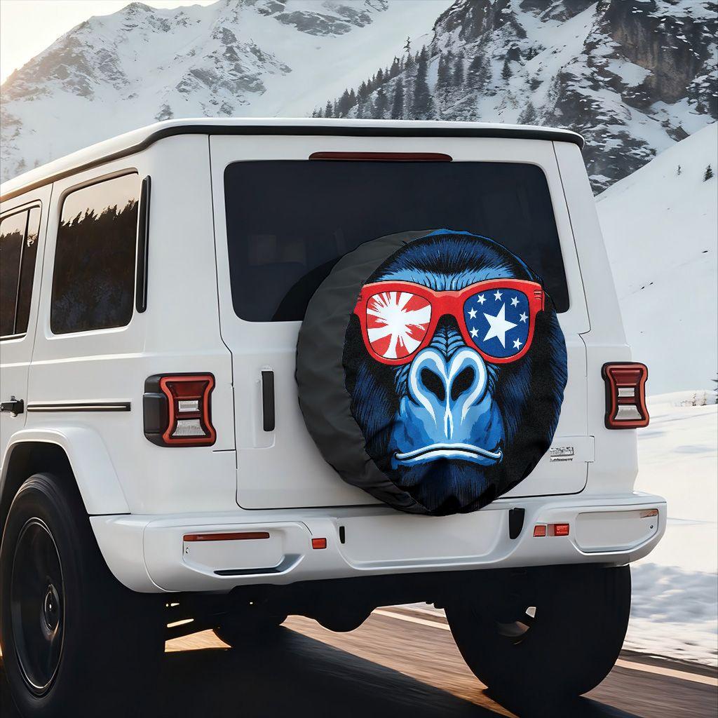 Patriotic Gorilla Tire Cover Black Blue Rugged Spare Wheel Protector