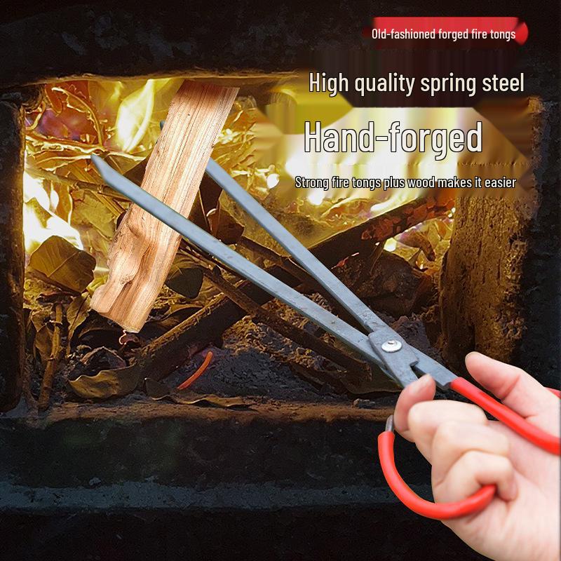 Old-fashioned Forged Fire Tongs: Stainless Steel Tongs for Home Use, Charcoal Clamp, and Sanitation Garbage Gripper.