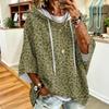 Felpa con cappuccio da donna a stampa leopardata con vestibilità ampia