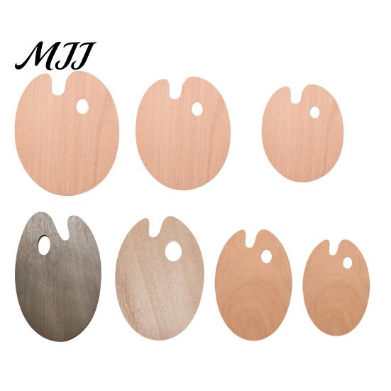 Left Right Handed Palette Wooden Paint with Thumb Hole for Oil, Acrylic, Portable Watercolor Painting, Oval-Shaped Wood Art Tray Artists Artist