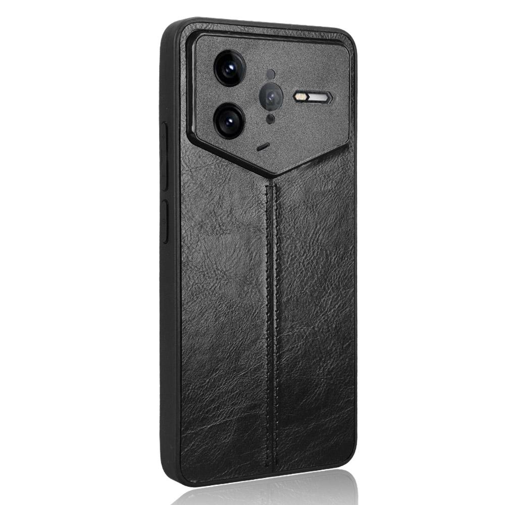 

For Xiaomi Redmi K80 Pro Champion Edition Case Cowhide Texture Leather+TPU+PC Phone Cover Stitching Line Black