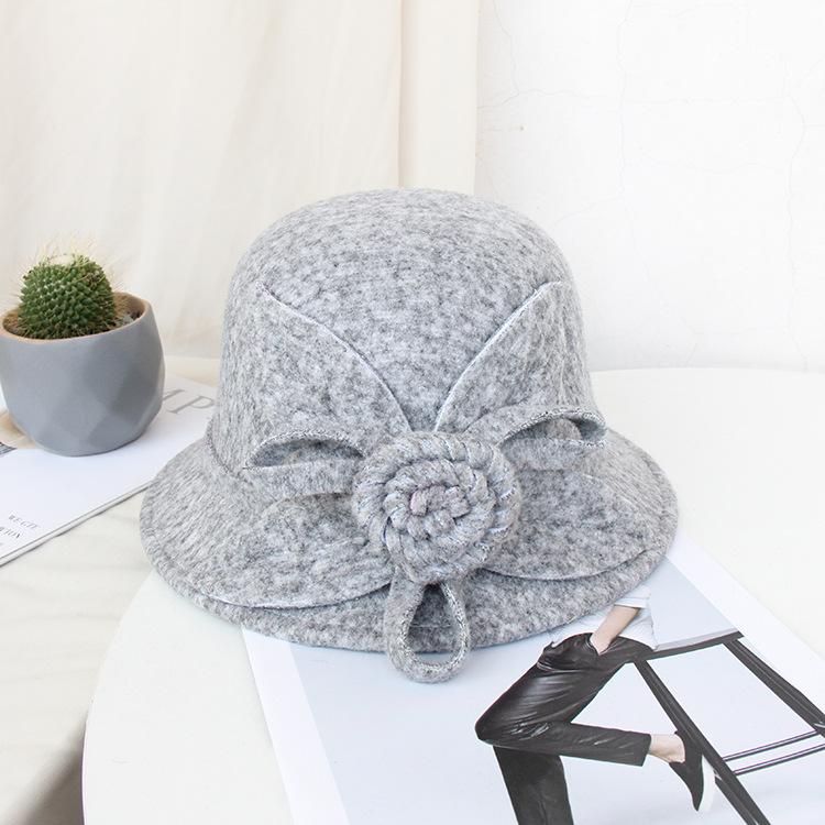 2022 Autumn And Winter Woolen Hat Women'S Casual Wide-Brimmed Top Hat, Flower Dome Fashion Hat