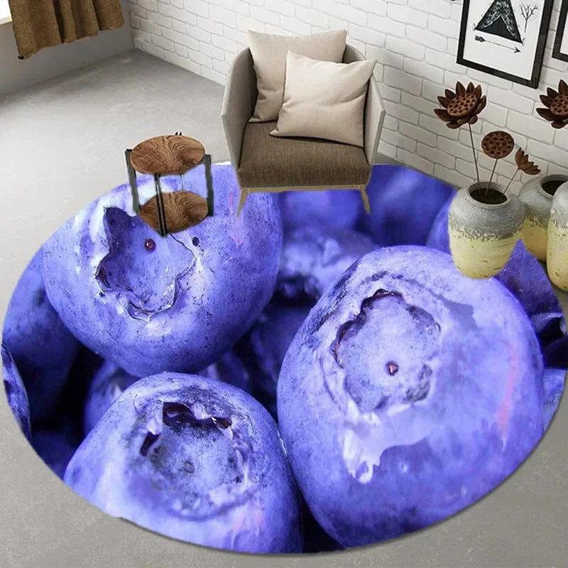 Broccoli  Fruit Print Round Carpet – Soft Non-Slip Area Rug for Kitchen, Bathroom, Living Room or Bedroom Floor Decor