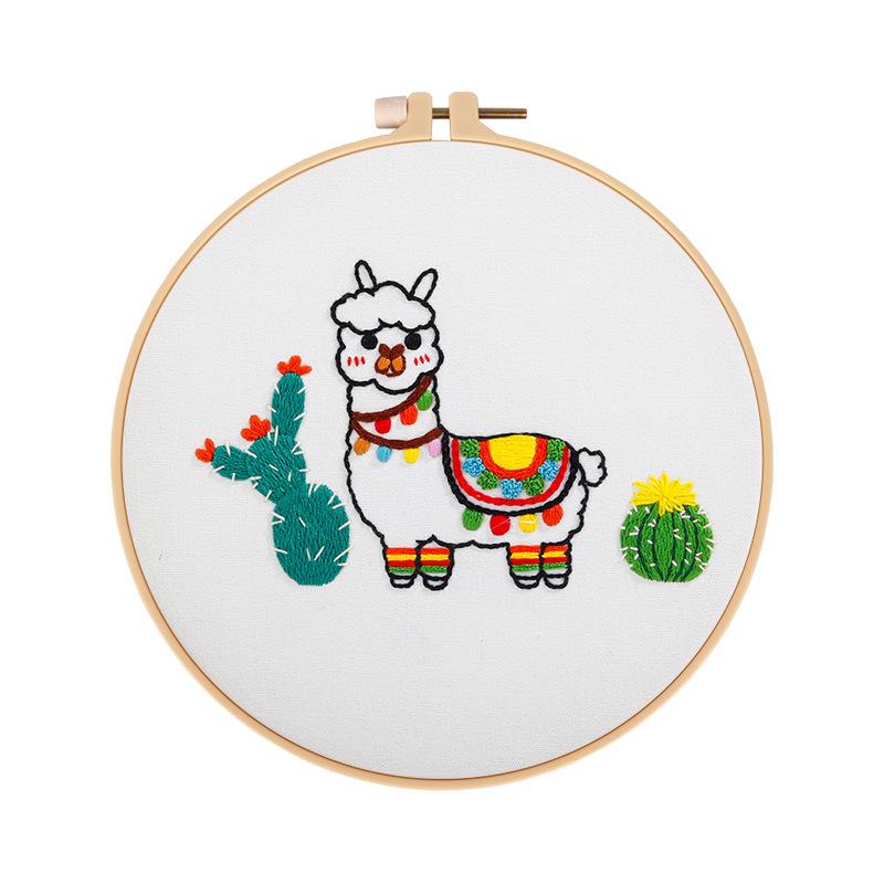 Diy Handmade Embroidery Material Package, Alpaca Cactus Desert Cute Cartoon, European Embroidery, New Product.