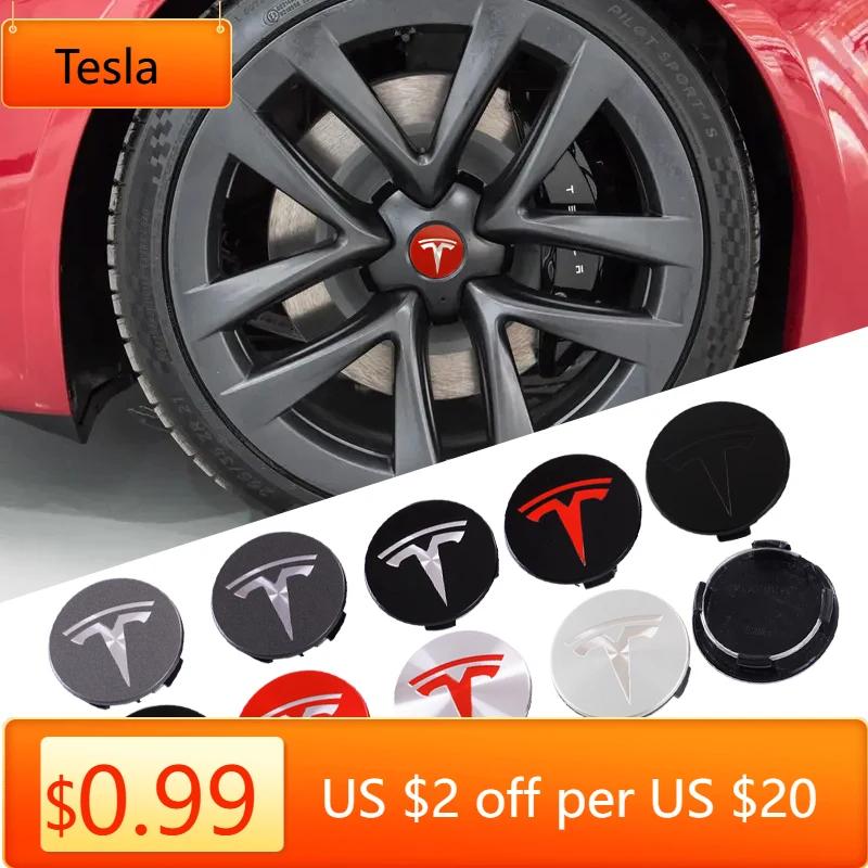 Car Sticker Tesla 56mm ABS Tesla Wheel Center Hub Cap Emblem Logo Car Rims Cover Hubcap For Tesla Model 3 Y X S Original Badge A