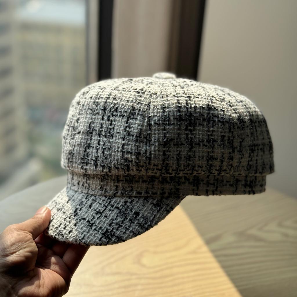 Small Fragrant Style Octagonal Hat for Women in Autumn and Winter Fashionable and Versatile Small Beret Temperament Newsboy Painter Hat