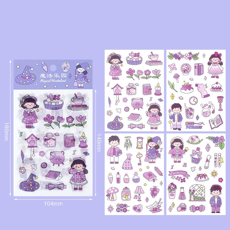 4 Sheets/Set Washi Paper Sticker Kawaii Scrapbooking Daily Material Planner Stickers for Student Kids DIY Decoration
