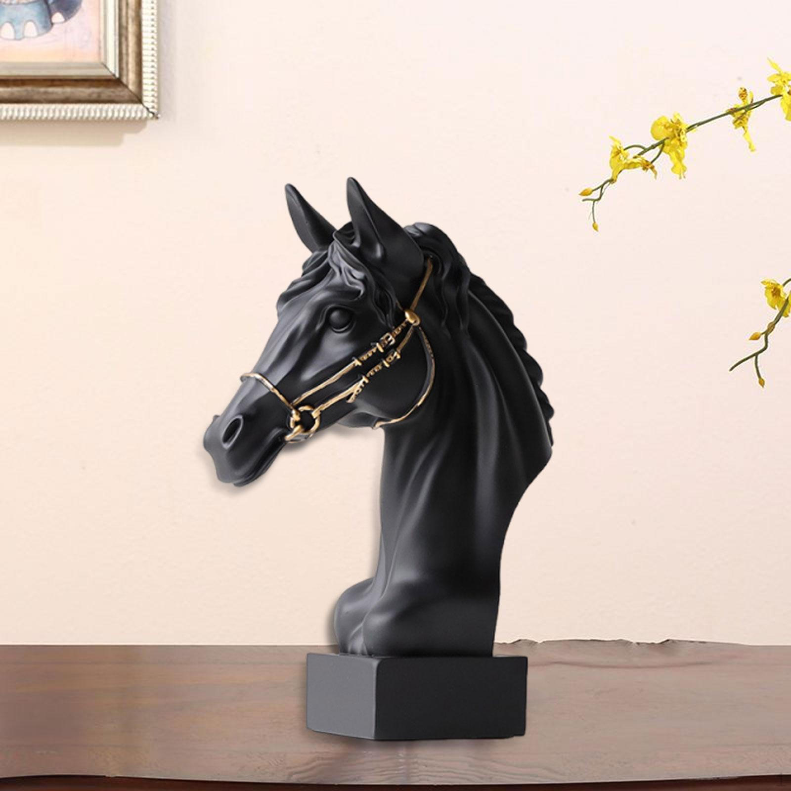 

3D Статуя головы лошади, Скульптура, Произведение искусства, Фигурка животного из смолы, Украшение для чёрный