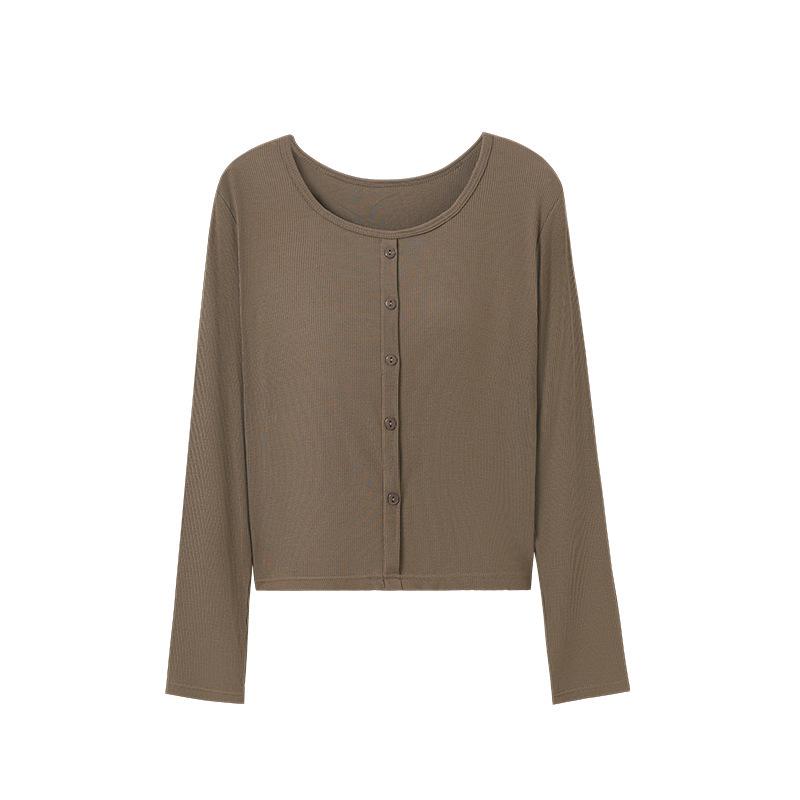 

Ribbed Modal Camisole with Pads - Bra-Free Versatile Long Sleeve Top 3XL (135-150 catty)