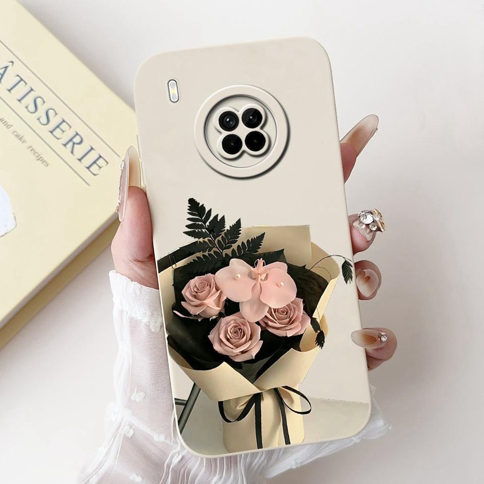 For Huawei Y9A Case Cover Luxury Fashion Flowers Kawaii Cute Cat Shockproof Phone Case For Huawei FRL-22 FRL-23 FRL-L22 FRL-L23